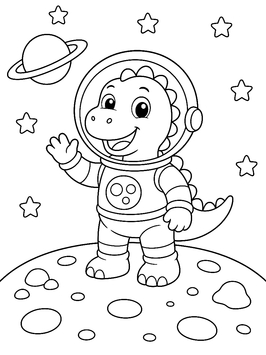 Dino Astronaut coloring page