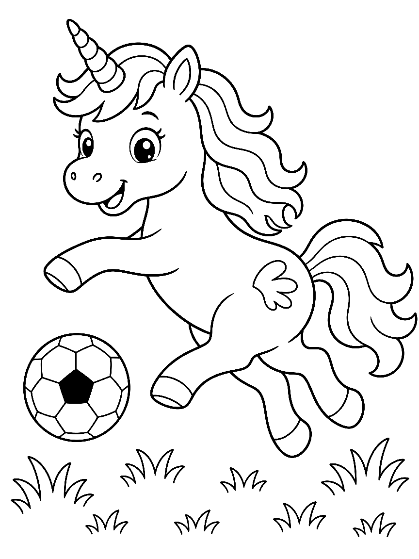 Unicorn Soccer Star coloring page